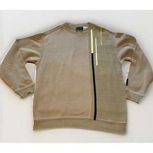 Carlo Colucci German Designer Knit Sweater Mens L Textured Panel Pullover